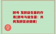 酵母 发酵益生菌的作用(酵母与益生菌：共同发酵促进健康)