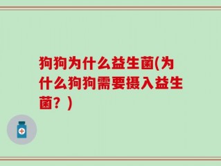 狗狗为什么益生菌(为什么狗狗需要摄入益生菌？)