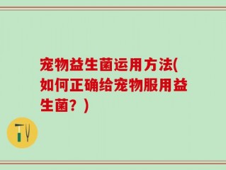 宠物益生菌运用方法(如何正确给宠物服用益生菌？)
