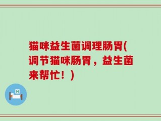 猫咪益生菌调理肠胃(调节猫咪肠胃，益生菌来帮忙！)