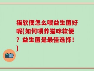 猫软便怎么喂益生菌好呢(如何喂养猫咪软便？益生菌是最佳选择！)
