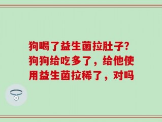 狗喝了益生菌拉肚子？狗狗给吃多了，给他使用益生菌拉稀了，对吗