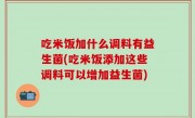 吃米饭加什么调料有益生菌(吃米饭添加这些调料可以增加益生菌)