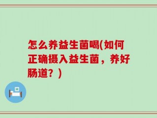 怎么养益生菌喝(如何正确摄入益生菌，养好肠道？)