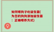 如何喂狗子吃益生菌(为您的狗狗添加益生菌：正确喂养方式)