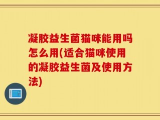 凝胶益生菌猫咪能用吗怎么用(适合猫咪使用的凝胶益生菌及使用方法)