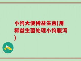小狗大便稀益生菌(用稀益生菌处理小狗腹泻)