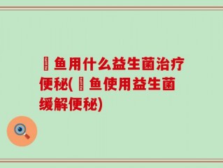 魟鱼用什么益生菌治疗便秘(魟鱼使用益生菌缓解便秘)