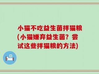小猫不吃益生菌拌猫粮(小猫嫌弃益生菌？尝试这些拌猫粮的方法)