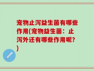 宠物止泻益生菌有哪些作用(宠物益生菌：止泻外还有哪些作用呢？)