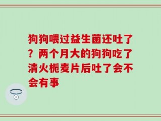 狗狗喂过益生菌还吐了？两个月大的狗狗吃了清火栀麦片后吐了会不会有事