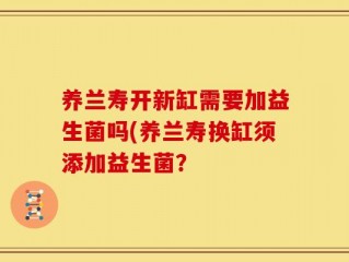 养兰寿开新缸需要加益生菌吗(养兰寿换缸须添加益生菌？