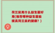 荷兰鼠用什么益生菌好用(推荐哪种益生菌能提高荷兰鼠的健康？)