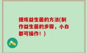 提炼益生菌的方法(制作益生菌的步骤，小白都可操作！)