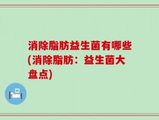 消除脂肪益生菌有哪些(消除脂肪：益生菌大盘点)