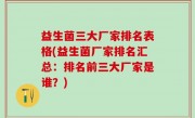 益生菌三大厂家排名表格(益生菌厂家排名汇总：排名前三大厂家是谁？)