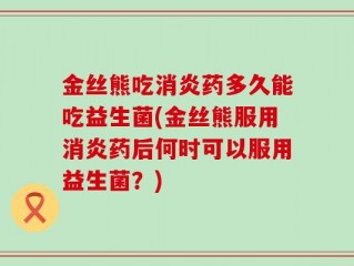 金丝熊吃消炎药多久能吃益生菌(金丝熊服用消炎药后何时可以服用益生菌？)