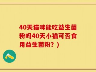 40天猫咪能吃益生菌粉吗40天小猫可否食用益生菌粉？)