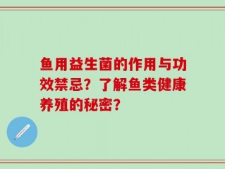 鱼用益生菌的作用与功效禁忌？了解鱼类健康养殖的秘密？