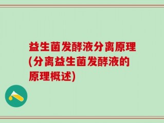 益生菌发酵液分离原理(分离益生菌发酵液的原理概述)