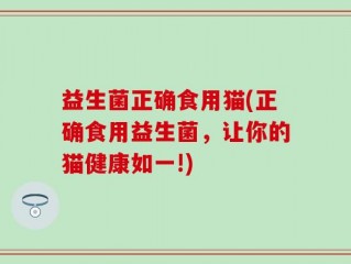 益生菌正确食用猫(正确食用益生菌，让你的猫健康如一!)