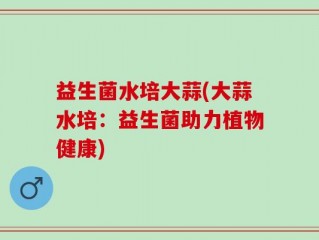 益生菌水培大蒜(大蒜水培：益生菌助力植物健康)