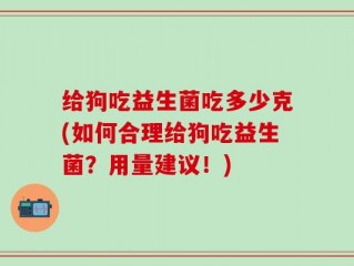 给狗吃益生菌吃多少克(如何合理给狗吃益生菌？用量建议！)