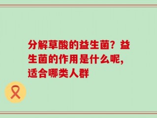 分解草酸的益生菌？益生菌的作用是什么呢,适合哪类人群