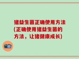 猪益生菌正确使用方法(正确使用猪益生菌的方法，让猪健康成长)