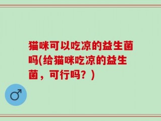 猫咪可以吃凉的益生菌吗(给猫咪吃凉的益生菌，可行吗？)
