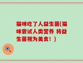 猫咪吃了人益生菌(猫咪尝试人类营养 将益生菌视为美食！)