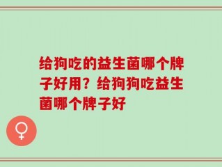 给狗吃的益生菌哪个牌子好用？给狗狗吃益生菌哪个牌子好