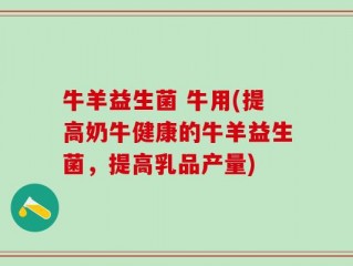 牛羊益生菌 牛用(提高奶牛健康的牛羊益生菌，提高乳品产量)