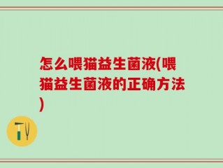 怎么喂猫益生菌液(喂猫益生菌液的正确方法)