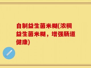 自制益生菌米糊(浓稠益生菌米糊，增强肠道健康)