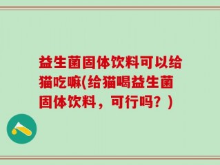 益生菌固体饮料可以给猫吃嘛(给猫喝益生菌固体饮料，可行吗？)