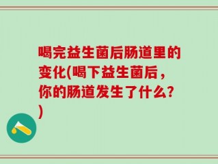 喝完益生菌后肠道里的变化(喝下益生菌后，你的肠道发生了什么？)