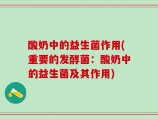 酸奶中的益生菌作用(重要的发酵菌：酸奶中的益生菌及其作用)