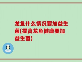 龙鱼什么情况要加益生菌(提高龙鱼健康要加益生菌)