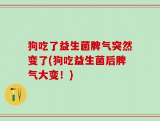 狗吃了益生菌脾气突然变了(狗吃益生菌后脾气大变！)