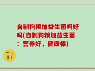 自制狗粮加益生菌吗好吗(自制狗粮加益生菌：营养好，健康棒)