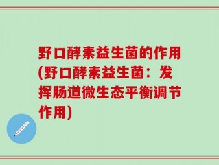 野口酵素益生菌的作用(野口酵素益生菌：发挥肠道微生态平衡调节作用)