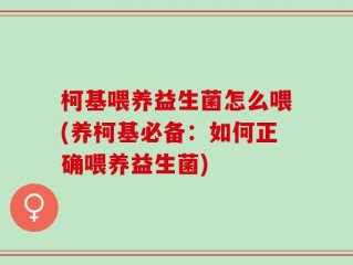 柯基喂养益生菌怎么喂(养柯基必备：如何正确喂养益生菌)
