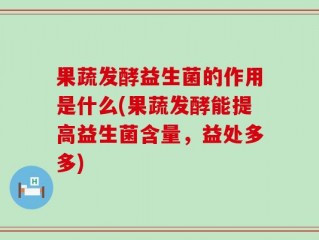 果蔬发酵益生菌的作用是什么(果蔬发酵能提高益生菌含量，益处多多)