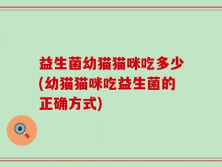 益生菌幼猫猫咪吃多少(幼猫猫咪吃益生菌的正确方式)