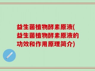 益生菌植物酵素原液(益生菌植物酵素原液的功效和作用原理简介)