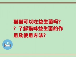 猫猫可以吃益生菌吗？？了解猫咪益生菌的作用及使用方法？