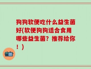 狗狗软便吃什么益生菌好(软便狗狗适合食用哪些益生菌？推荐给你！)