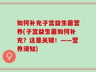 如何补充子宫益生菌营养(子宫益生菌如何补充？这是关键！——营养须知)