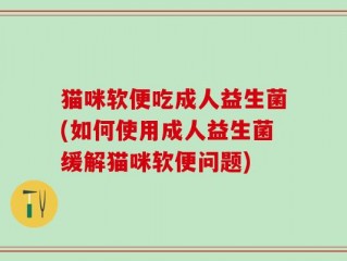 猫咪软便吃成人益生菌(如何使用成人益生菌缓解猫咪软便问题)